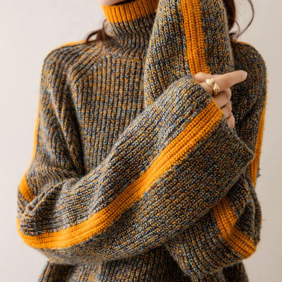 Jana - Herbsfarbener, dick gestrickter Pullover