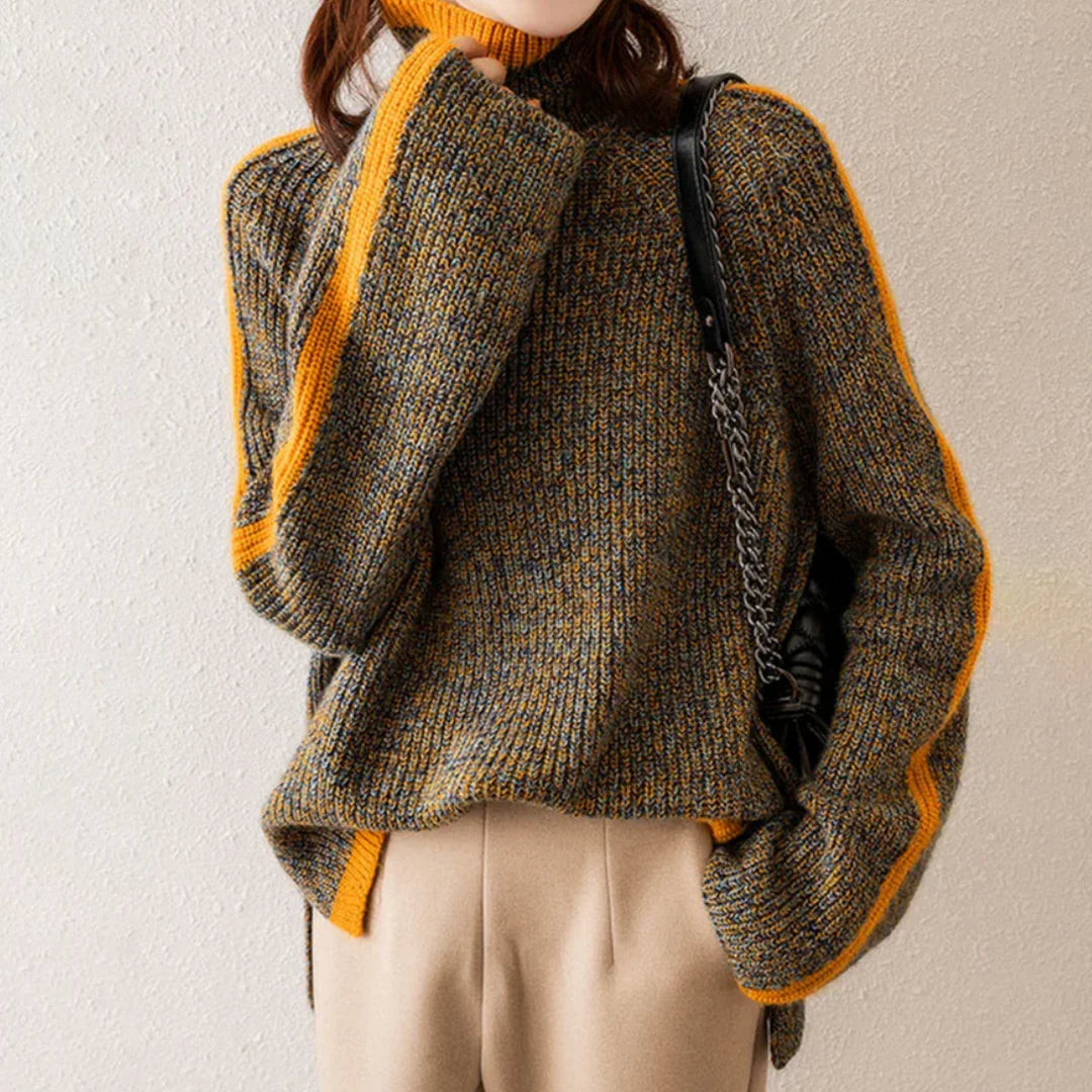 Jana - Herbsfarbener, dick gestrickter Pullover