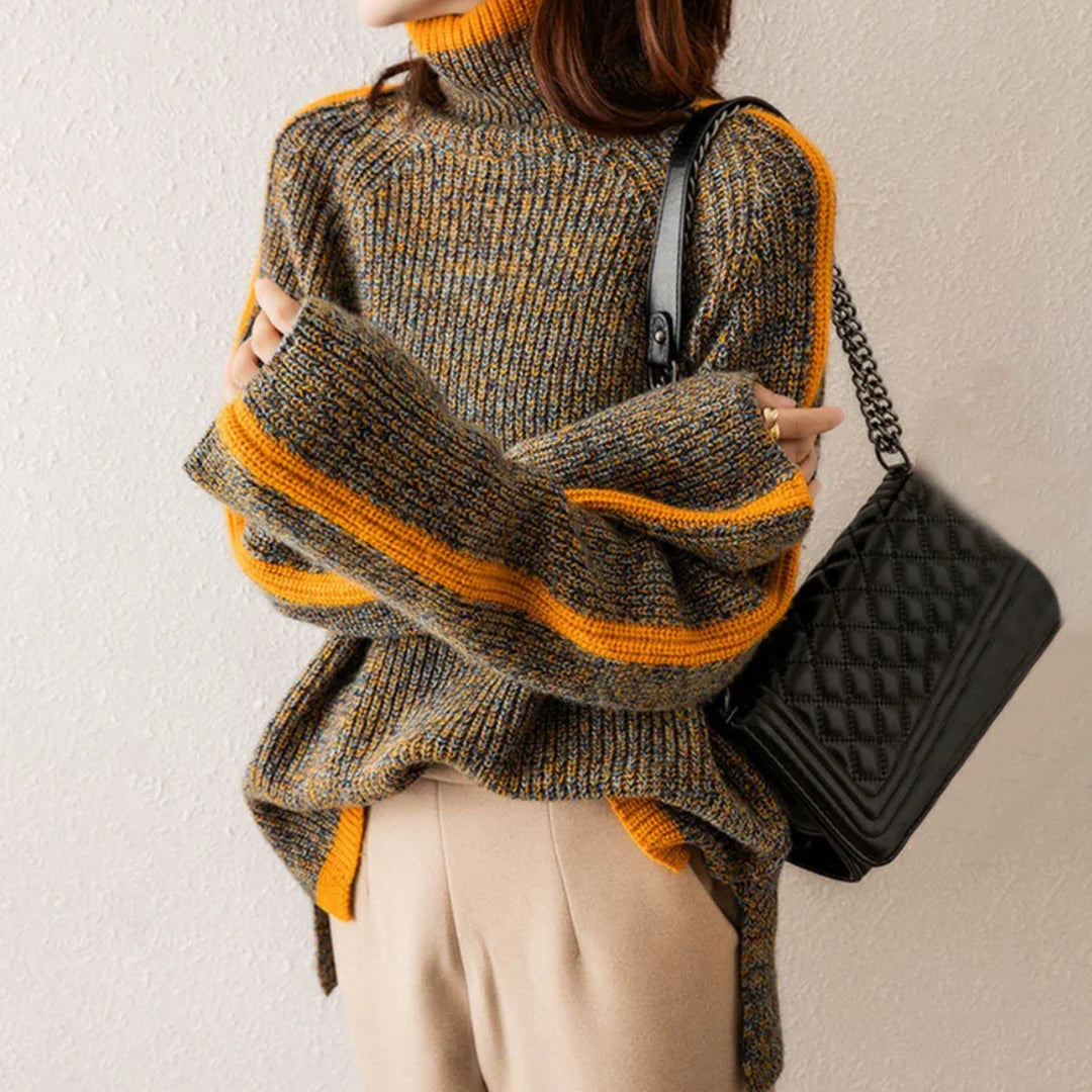 Jana - Herbsfarbener, dick gestrickter Pullover