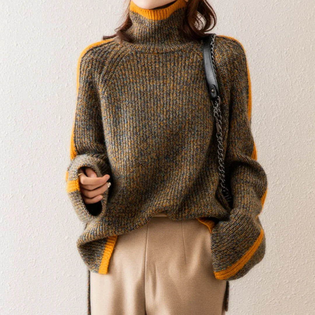 Jana - Herbsfarbener, dick gestrickter Pullover
