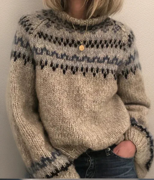 Carla - Dicker Strickpullover mit Muster